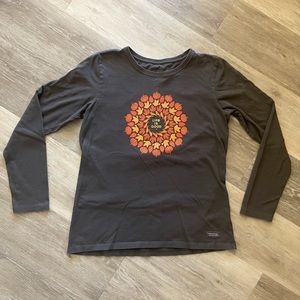 Life Is Good Fall Thanksgiving Theme Long Sleeve Tee Size Medium